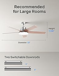 Dreo Ceiling Fans with Lights and Remote, 52