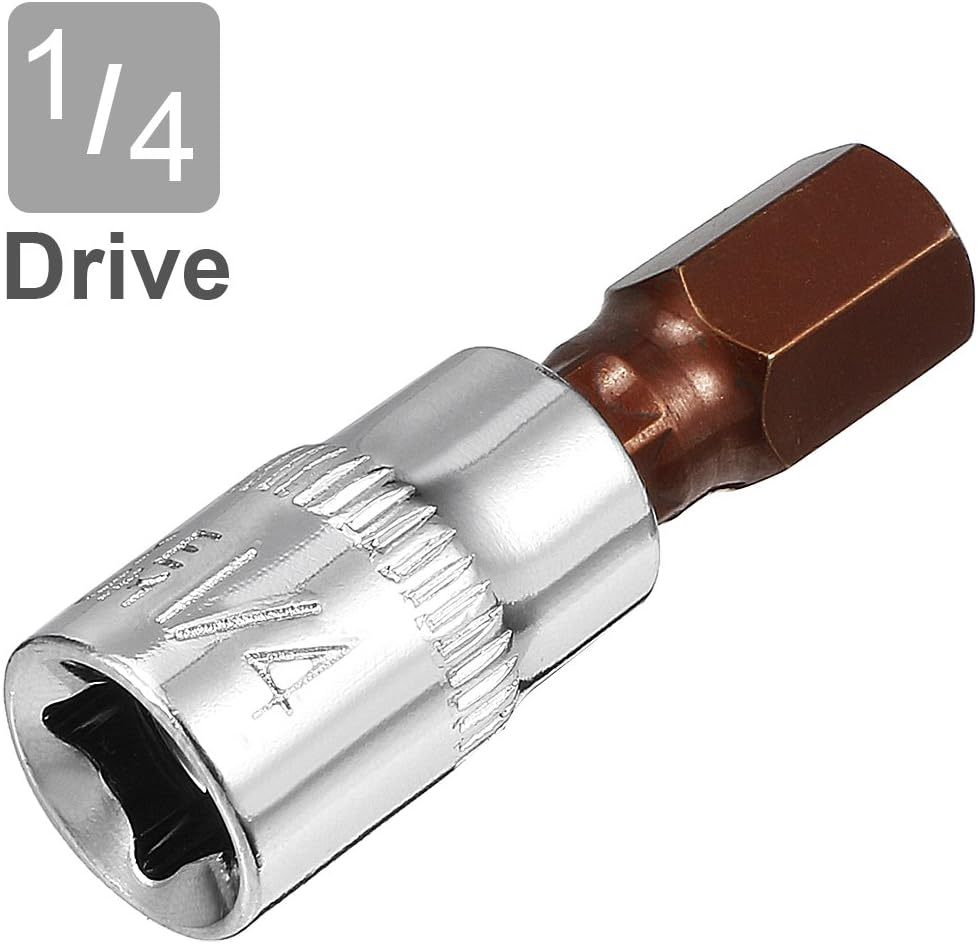 Sourcingmap 2pcs 1/4" Drive x H8 (8mm) Hex Bit Socket, S2 Steel Bits CR-V Sockets 1.5" Length Use with Ratchet Wrench - Image 4