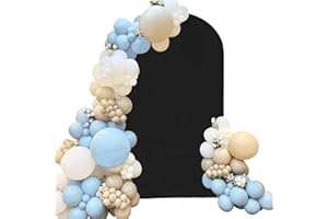 FIVENL Spandex Fitted Wedding Arch Cover 7.2FT Black Arch Backdrop Cover, Round Top Chiara Backdrop Stand Covers for Wedding Birthday Party Baby Shower Banquet Arch Decoration (Black, 7.2FT)