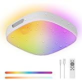 FULEN Shower Lights IP65 Waterproof, Motion Sensor Ceiling Light, Rechargeable Closet Light with 10000mAh Battery, LED Shower Lamp, Cordless Ceiling Lamp with RGB Colors, Remote Control