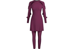 ZAFUL Women Modest Muslim Swimsuits Ruffle Full Coverage Islamic Arabic Burkini 2 Pieces Bathing Suit