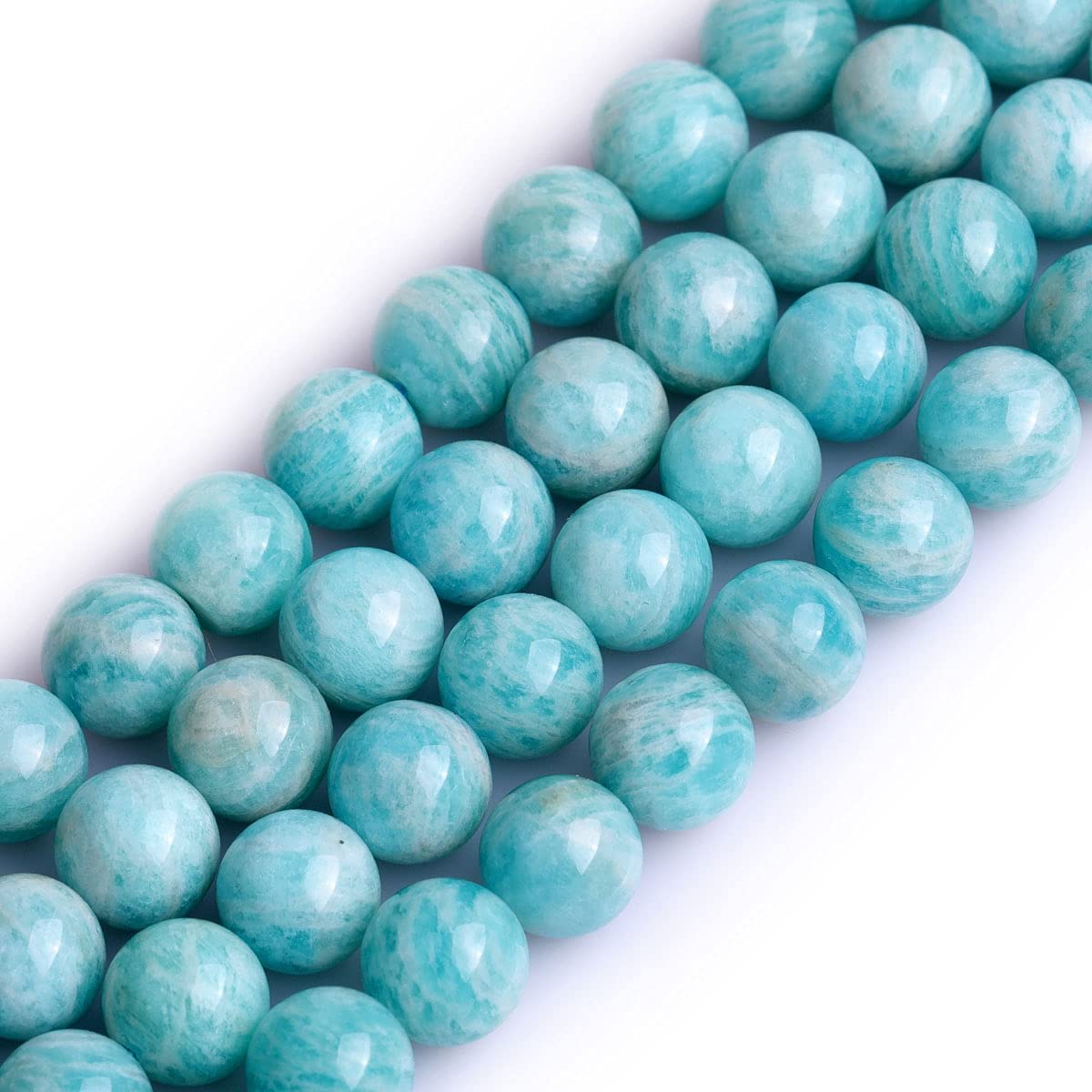 Gem-Inside Natural Brazilian Amazonite Stone 47pcs 8mm Round Beads for Jewellery Making Strand 15" Beaded Semi Precious Gemstone DIY Handmade Craft Supplies