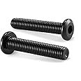 M6 x 40mm 20Pcs Flat Head Hex Socket Cap Screws Bolts, 304 Stainless Steel 18-8, Full Thread, Black Oxide by SG TZH (with Hex Spanner)