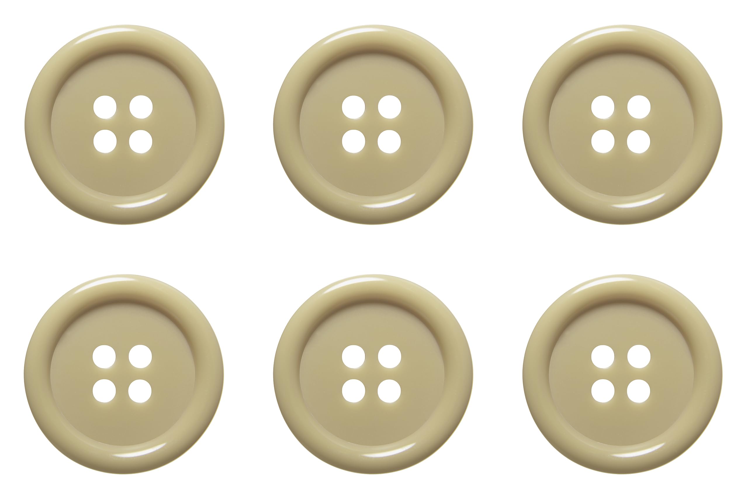 Pack of 6 Beige Sew on 20mm Round Buttons Flat 4 Holes 32L 32 Ligne — image 1