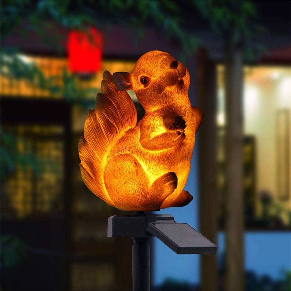 Ulalaza Outdoor Solar Lights Squirrel Shape Solar Powered LED Lamp Waterproof Garden Lights Stake Lights for Walkway