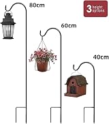 Eidoct 4 Pack 80cm Metal Garden Shepherds Crook Hooks, Adjustable view 4