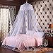 Round Hoop Double Lace Princess Bed Canopy Mosquito Netting Fit Crib Twin Full Queen White