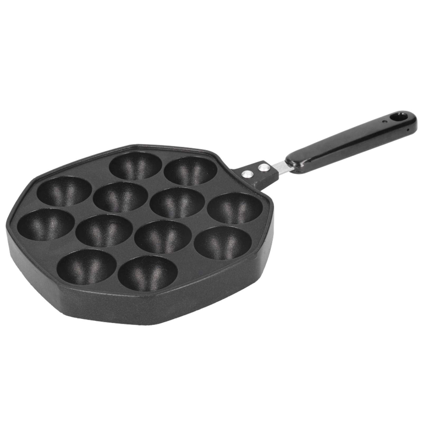 12 Holes Takoyaki Pan, Aluminum Non Stick Takoyaki Grill Pan, Home Kitchen Pancake Pan with Anti-Scald Handle, Hanging Hole for Baking Octopus Balls, Pancakes, Donut Holes, Egg Puffs, Cake