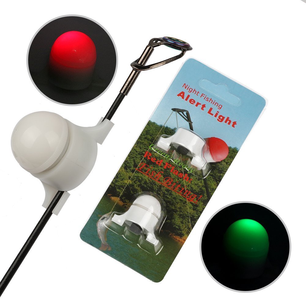 3 Packs Sea Fishing 2 in 1 LED Rod Tip Night Light Fish Biting Alarm, Glow Stick Replacement / Fishing Alarm Light LED Tackle Night Fishing Accessory Portable Night Sea Fish Green Rod Clip Tip Fish Bait Alarm