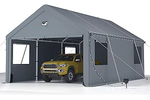 SANNWSG Car Ports 12x20 Heavy Duty,Carports with Sidewalls,Carport Canopy All Weather,Grey