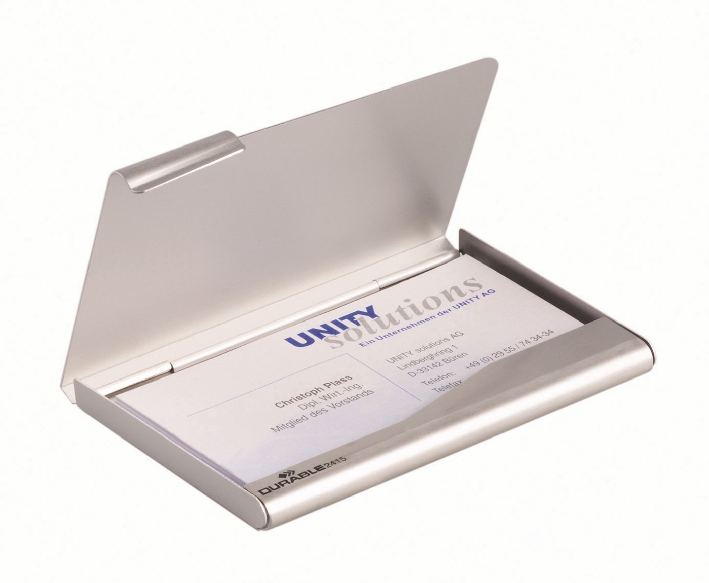 Durable 2415/23 Aluminium Business Card Box/Holder/Case - Silver