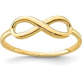 10k Yellow Gold Infinity Ring, Size 7 Slim Symbol Band | Size 7, polished solid design, 15 x 6 mm ring top, 1.11 mm band width