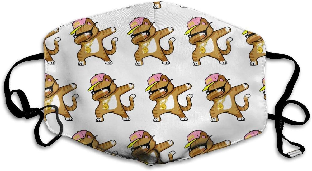 Unisex Breathable Dabbing Cat Funny Cool Hip Hop Dabbing Kitten Mouth Mask, Adjustable Earloop Safety Anti Dust Pollution Face Mask for Running Cycling Travel Skiing Hospital