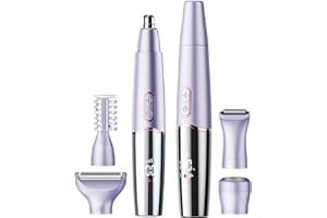 RFSCDI 5-in-1 Rechargeable Nose & Eyebrows Hair Trimmer - IPX7 Waterproof Dual Edge Grooming Kit for Men & Women, Perfect for Hair Removal of Nose, Facial, Arm, Bikini, and Ear Hair (Purple)