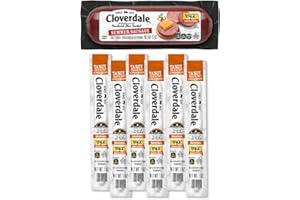 Cloverdale Summer Sausage Sampler – 12 Ounce Cracker Size Summer Sausage and 6 Tangy Snackers Individually Wrapped Summer Sausage Sticks, Charcuterie, Meat Snacks