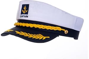Vonokee Yacht Captain Hat, Adjustable Sailor Hat Marine Admiral Cap Halloween Accessory Funny Hat Navy Costume