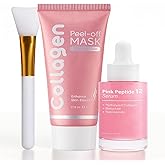 Skynflow Hydrolyzed Collagen & Niacinamide Overnight Peel Off Mask - Peptides & PDRN Serum, Enhance Skin Elasticity, Reduces Sagging & Dullness For Glowing Skin (Set)