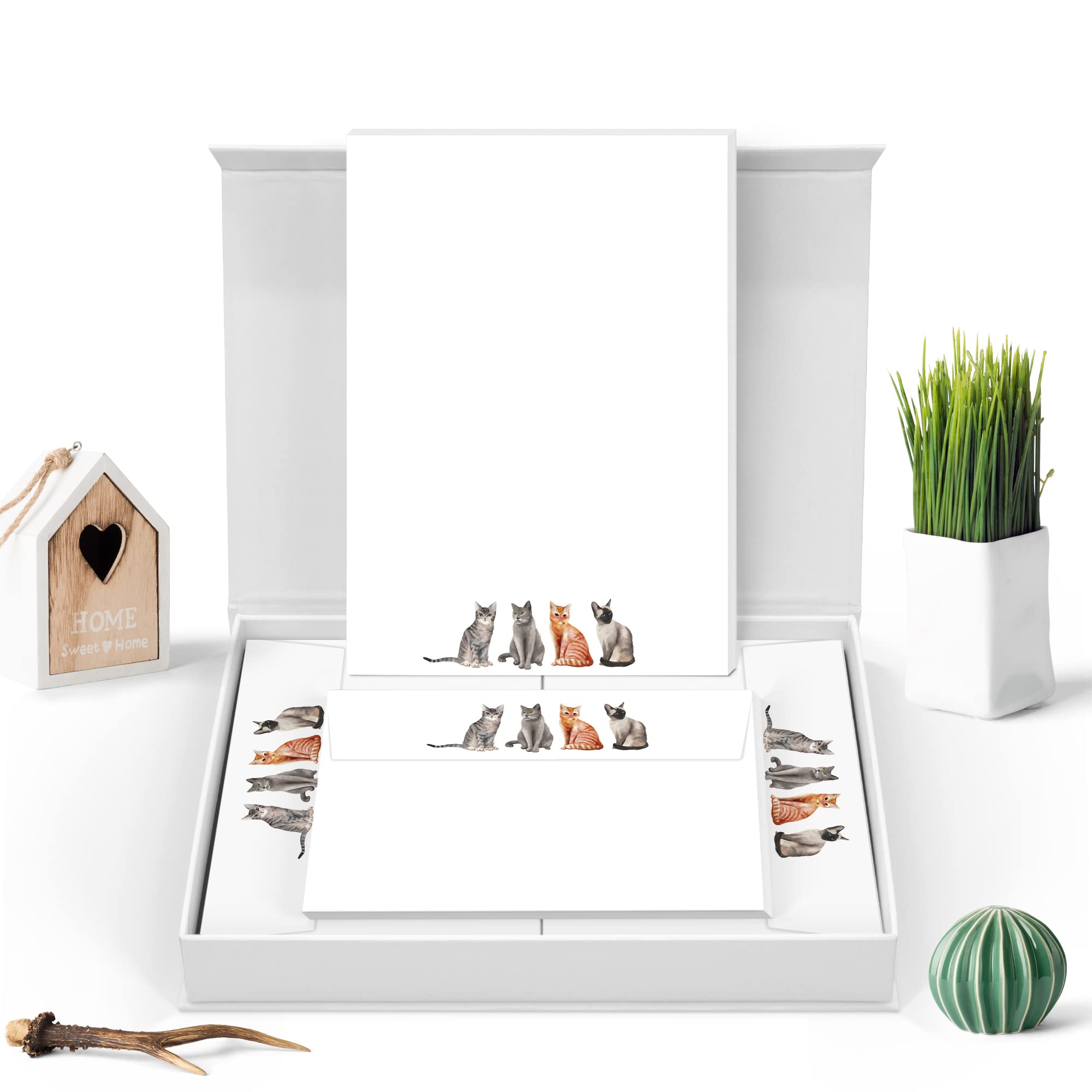 Me Loovely Four Cats Letter Writing Paper and Envelopes Set A5 Size Letters Papers Stationery Supplies for School Home & Office | Christmas Gifts (Pack of 20)