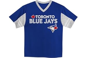 MLB Kids Youth Boys 4-18 Officially Licensed Team Color Primary Logo Baseball Fashion Top V-Neck Jersey