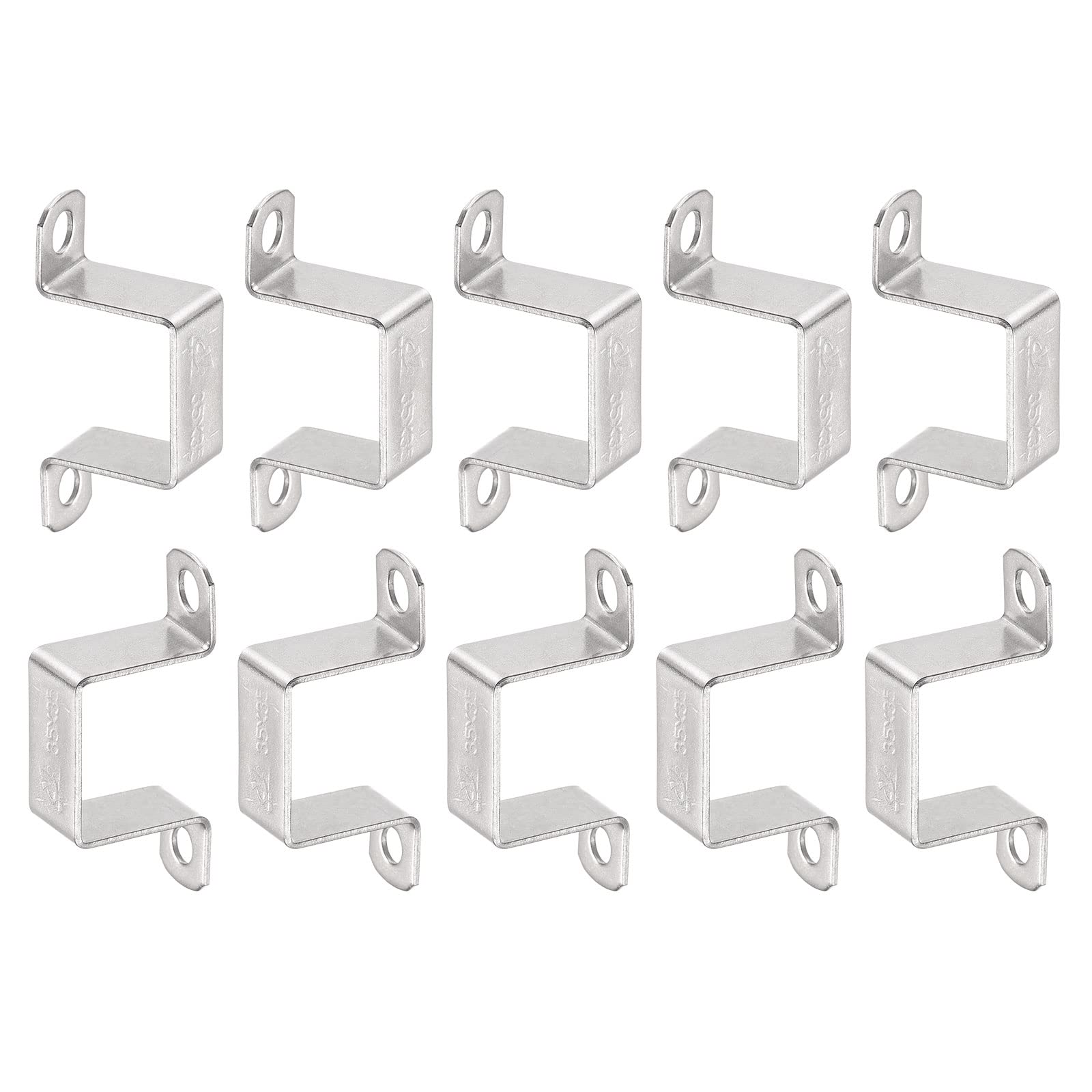 DTGN 32mmx37mm(InnerHxInnerW) U Shaped Strut Connector Bracket - 12Pack - Good for Home Pipe Fixing - 304 Stainless Steel Door Closed Bar Holder — image 1