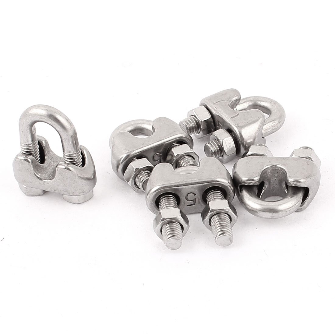 Sourcingmap 5mm 3/16 Inch Stainless Steel Wire Rope Cable Clamp Clip Fastener 5pcs