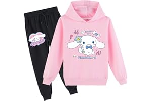 PaPama Children Cotton Hoodie Set,Kids Casual Long Sleeve Pullover Tops with Sweatpants,Loose Fit Sweatsuit for Girls