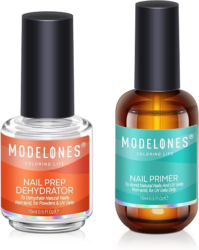 Modelones Gel Nail Polish Primer 2x15ml Acid-Free Nail Prep Dehydrator Superior