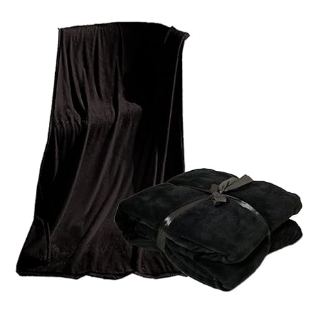 XXL Microfaserdecke Kuscheldecke Tagesdecke, 220x240 cm Schwarz
