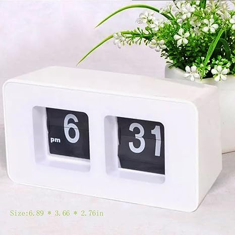 finlon Auto Flip Uhr Datei Down Seite Uhren Schreibtisch Wanduhr Smart Light Alarm Uhr Dimmer am/PM Format Display für Home O