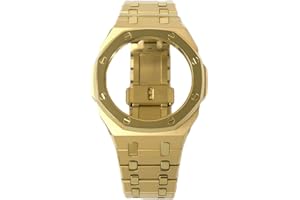 VESECCON GA2100 Stainless Steel Mod Kit, Metal Case Band Set with Polished & Brushed Finish Replacement Strap Compatible with Casio G-Shock GA2100/GA-2110 Watches