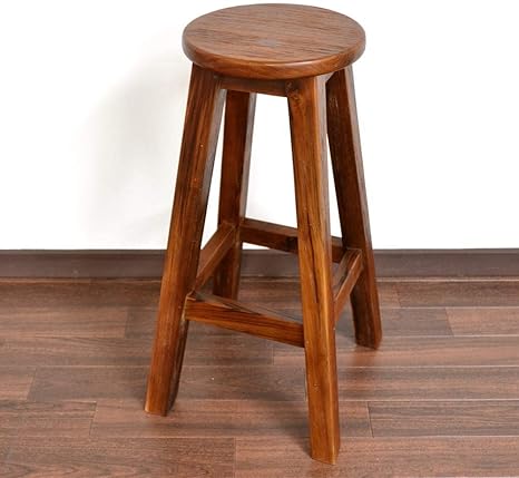 Amazon Manja Fur 0456 チークウッド ラスティック仕上げ 木製 スツール H75cm アジアン家具 無垢材 アンティーク 腰掛 ベンチ 花台 作業いす リビング 自然素材 カフェ 店舗 インテリア スツール オンライン通販