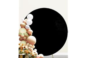 JKDMJF Black Round Arch Backdrop Cover 7.2 FT Round Backdrop Cover Fitting Balloon Circle Backdrop Arch Cover for Birthday Party Bridal Shower Wedding Backdrop Decoration (Black, 7.2 FT)