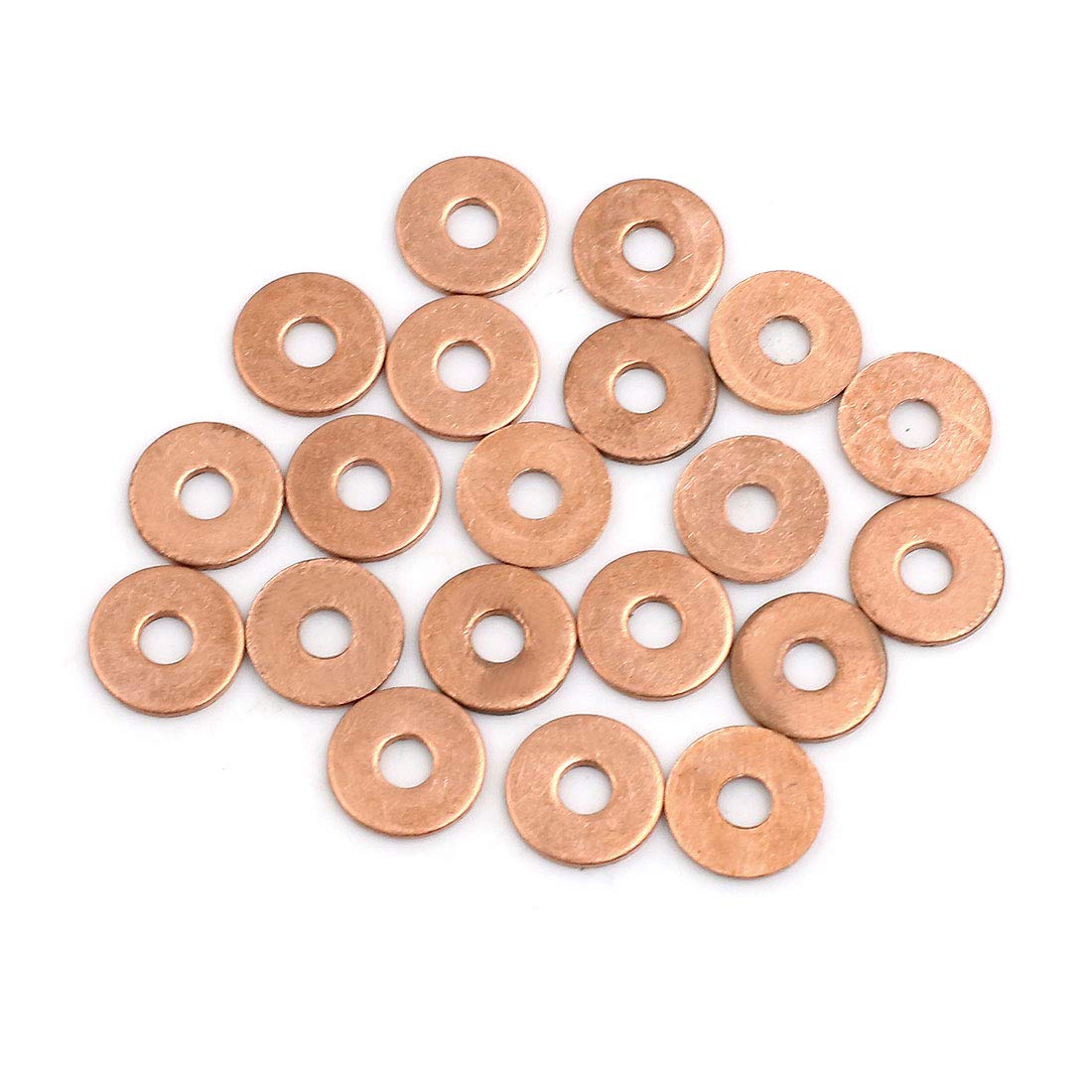 X AUTOHAUX 20pcs 4mm Inner Diameter Copper Washers Flat Sealing Gaskets Rings