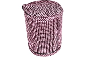 ikasus Car Ashtray Bling Crystal Smokeless with Pink Rhinestones Cigarettes Auto Vehicle Air Vent Multifunctional Ash Holder Container with Blue LED Light for Women Car Trash Can