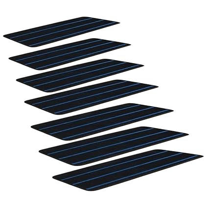 SLB Works Polypropylene Fiber Stair Tread Carpet Solid Blue Black, with Self-Adhesive Side Nylon Buckle Mounting, Non-Slip Carpets 9.4 L x 25.6 W, Stairs Treads Mats, Set of 7