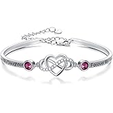 AOBOCO 925 Sterling Silver Adjustable Infinity Heart Bangle Bracelet for Sister Best Friend Daughter Mom Grandma Granddaughter Daughter in Law Godmother Goddaughter Stepmom Stepdaughter