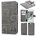 Compatible with iPhone 8 Plus Case, iPhone 7 Plus Case Premium PU Leather Wallet Case Oil Wax Elephant Pattern with Detachable Magnetic Card Holder ID Slot for iPhone 7 Plus & iPhone 8 Plus Gray