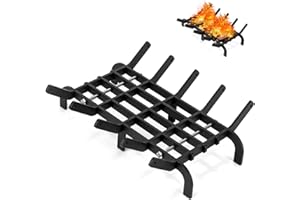 BIGGERFIRE Fireplace Grates, 16 Inch Fireplace Grate Heavy Duty High Carbon Steel Fireplace Log Grate for Indoor Outdoor Firewood Stove Log Holder Rack Wood Burning Fireplace Accessories