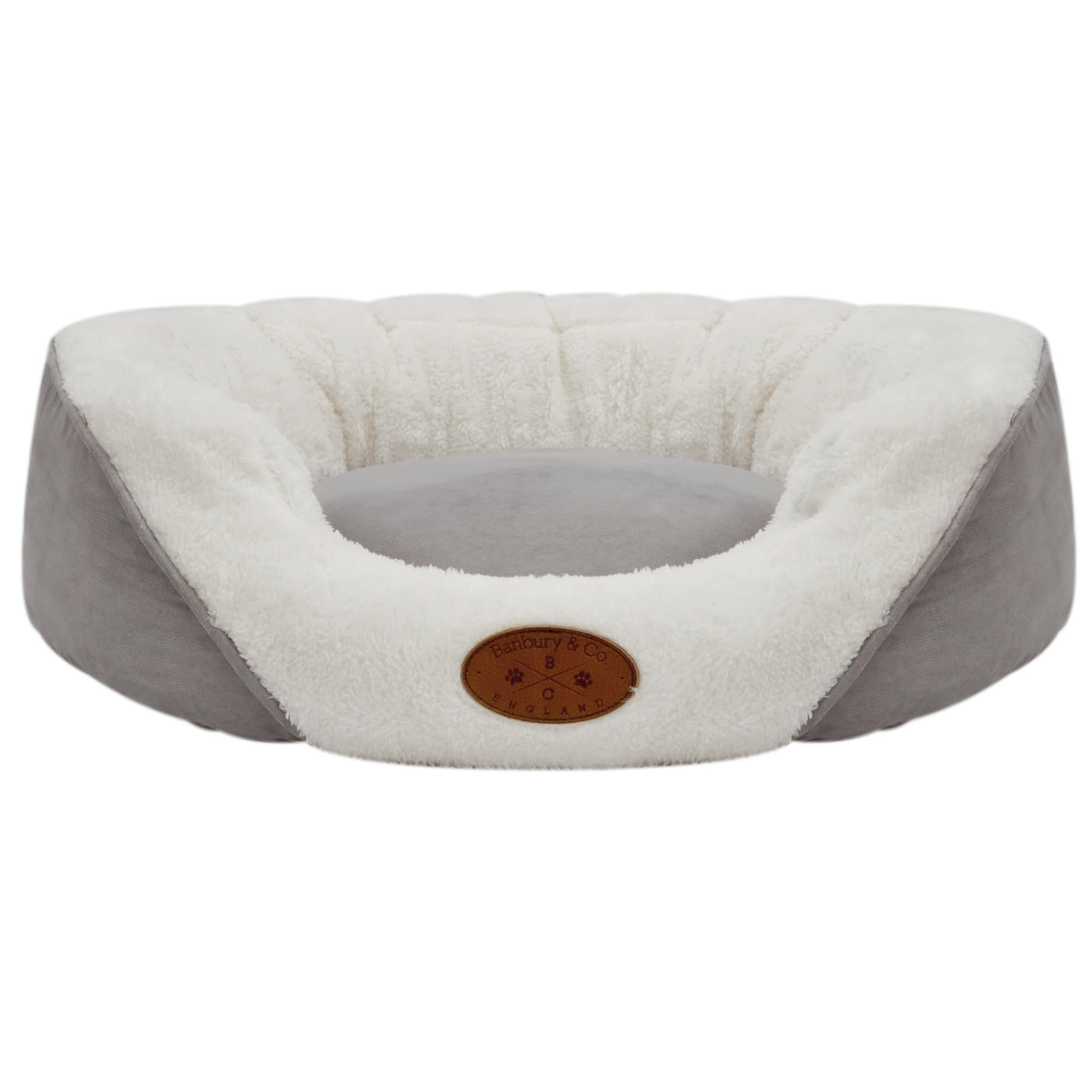 Banbury & Co Small Dog Bed – Washable Round Donut Cushion, Luxury Faux Suede Fleece Lined Calming Pet Nest for Dogs Cats Puppies, Soft Cosy Bedding with Non Slip Base, Grey 75x60x20cm