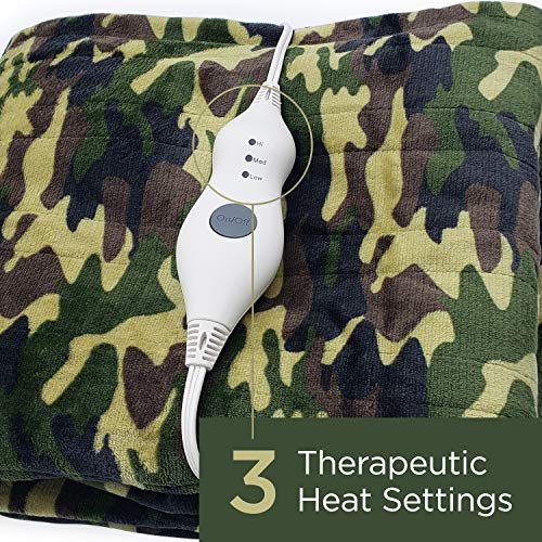 Dr Relief Electric Heated Throw Blanket Fleece with Controller, 4 Hours Auto Shut-Off, Fast Warming, Full-Body Comfort, Luxuriously Soft, Machine Washable, 50" x 60", Micromink for Cozy Couch or Bed
