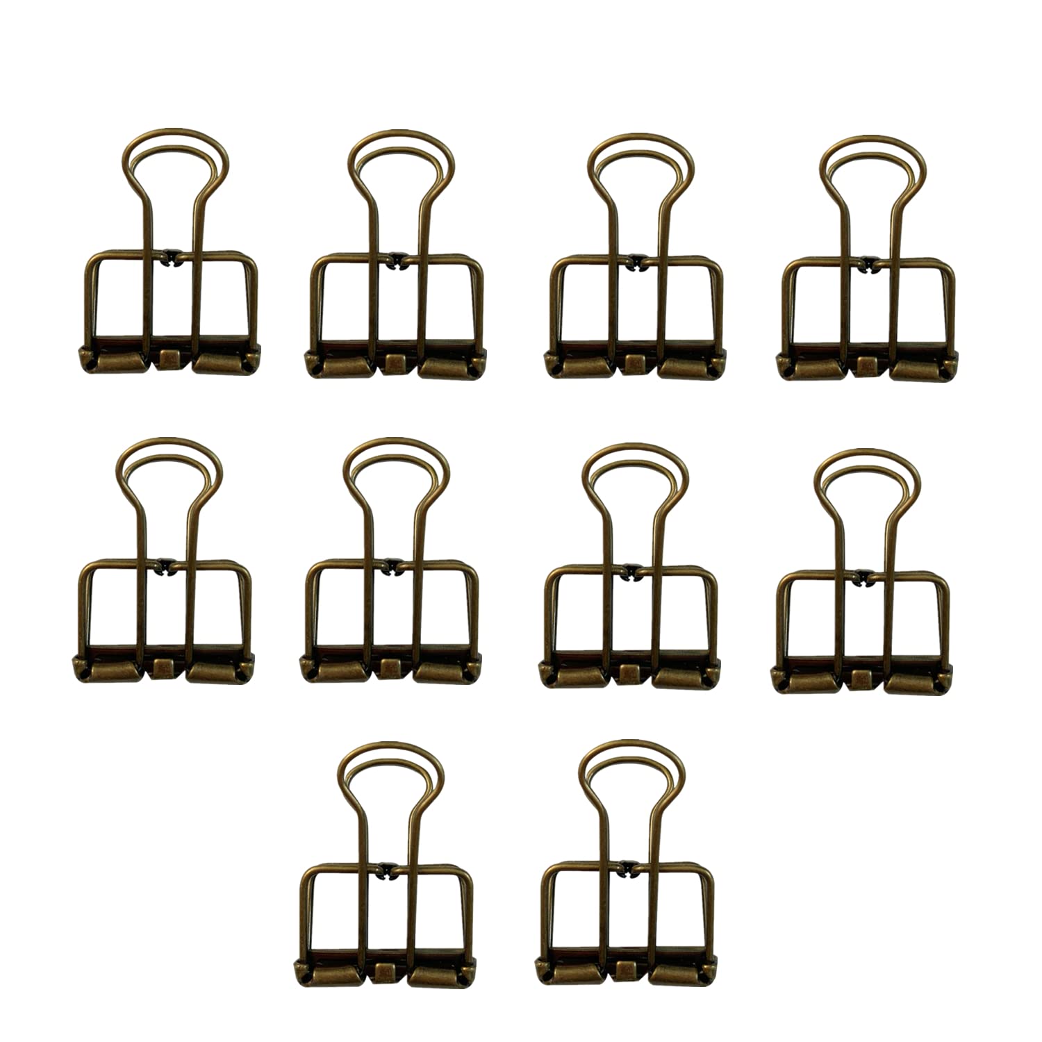 KppeX Metal Skeleton Binder Clips, 10 Pieces, Hollow Bronze, Size 2.2 x 0.59 inches, Gray/Silver