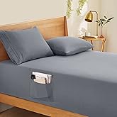 Horbaunal Extra Deep Pocket Queen Fitted Sheet Only - Fits Up to 24 Inch Mattress - Luxury 1800 Thread Count - Microfiber Silver Grey Fitted Bed Sheet Queen Size