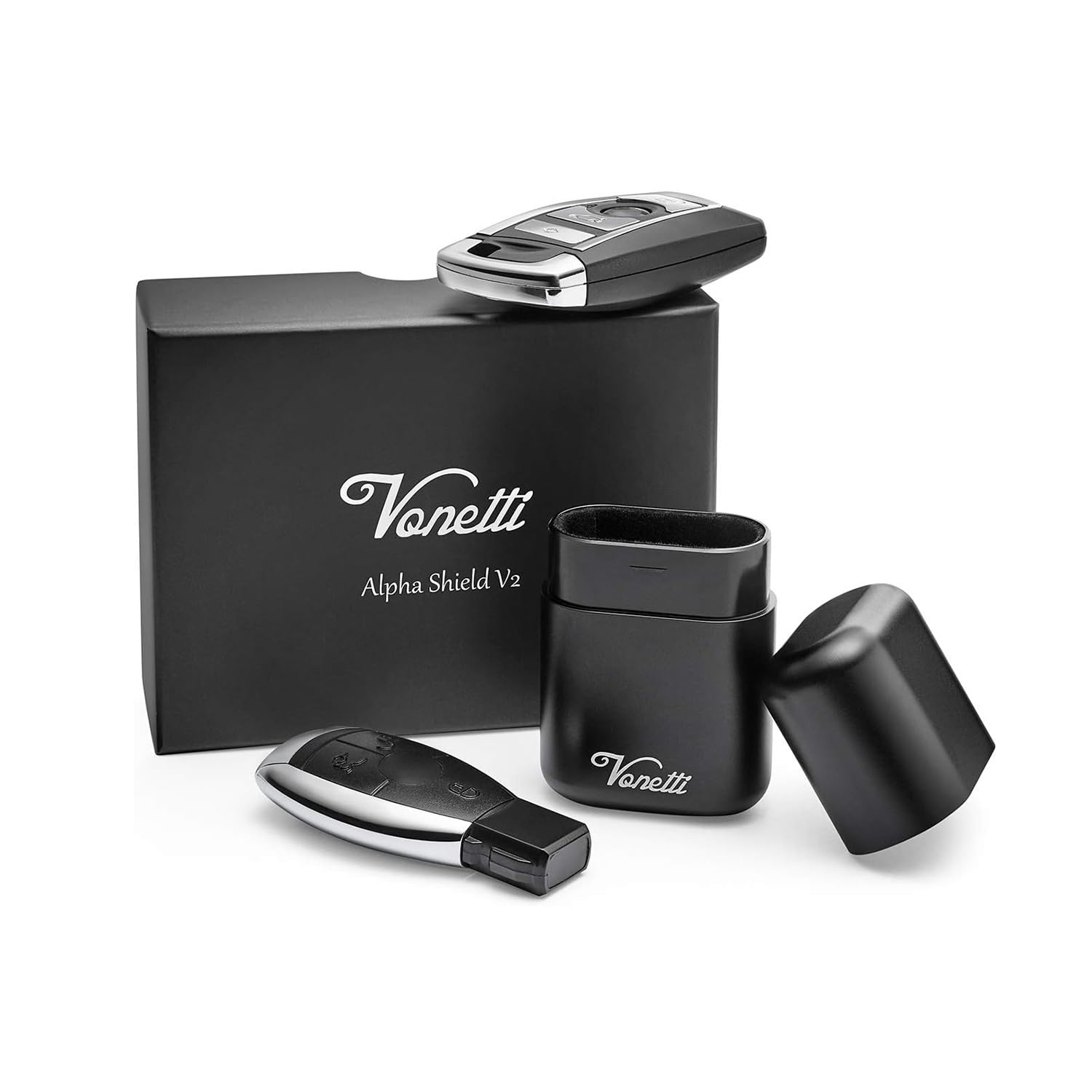 VONETTI Bello - Premium Signal Blocker Faraday Box, Key FOB Radio Frequency Blocker, Radio Frequency Hijack Protector Tin, Keyless Go RFID Blocking Case