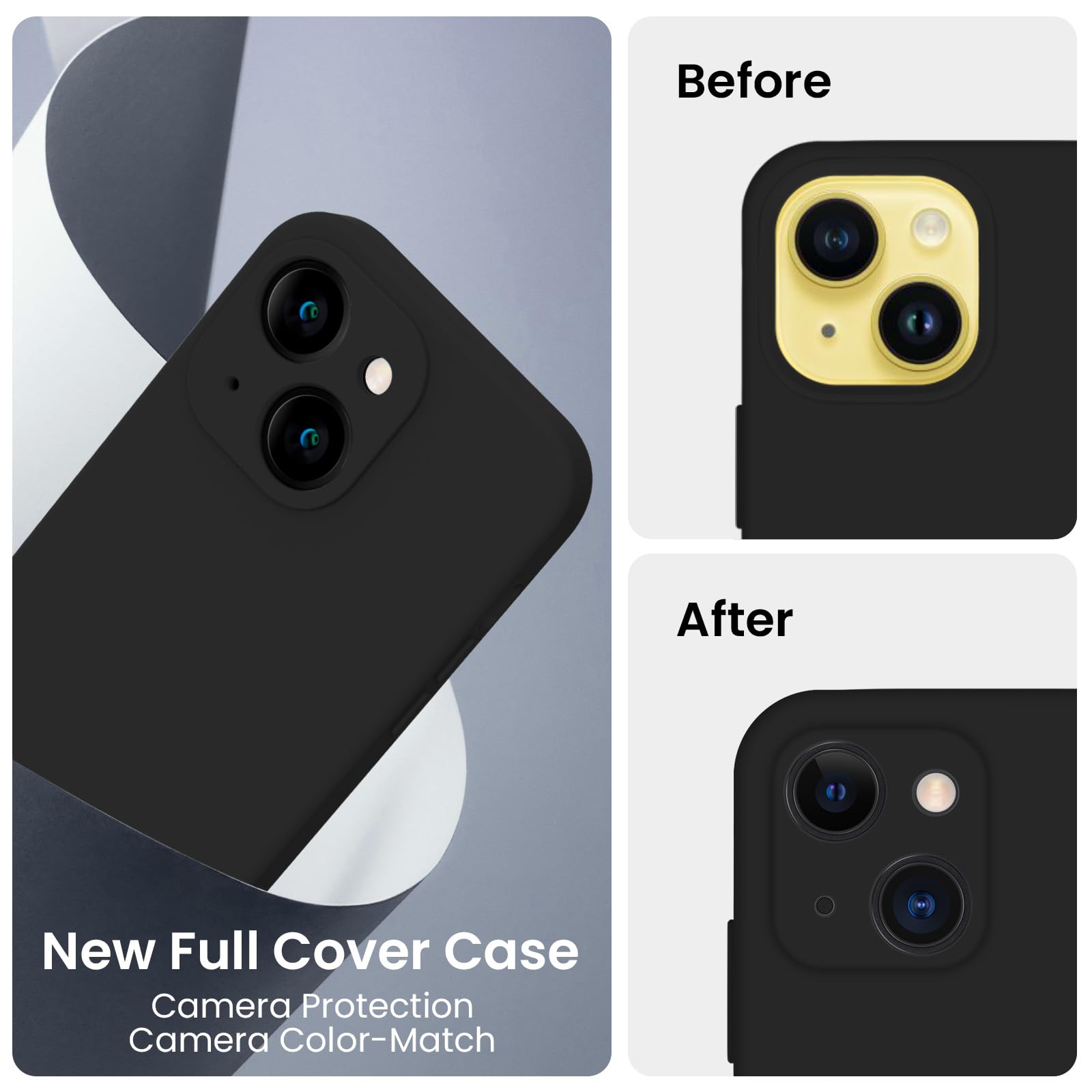 FireNova Designed for iPhone 14 Case, Silicone Upgraded [Camera Protection] Phone Case with [2 Screen Protectors], Soft Anti-Scratch Microfiber Lining Inside, 6.1 inch, Black