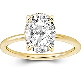 Effinny 2/3 Carat Moissanite Oval Engagement Ring for Women,Genuine D Color VVS1 Clarity,14K Gold Plated 925 Sterling Silver Solitaire Promise Ring for Wedding,Daily,Travel,Party