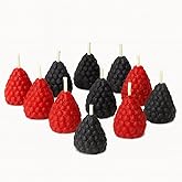 Set of 12 Raspberry Handmade Beeswax Cake Candles with Cotton Wicks – Eco-Friendly Red Black Fruit Shaped Candles for Parties, Weddings, Cupcakes, Celebrations (Raspberries)