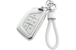 YO&YOYE for Cadillac Key Fob Cover with Keychain, Soft TPU Key Case Protection Fit for Cadillac 2020 2021 2022 ATS CT5 CT6 XT4 XT5 XTS 5/6 Buttons Remote Smart Key Protector