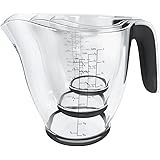 Measuring Cups Plastic Cup Set, 1 Quart, 2 Cup and 1 Cup Sizes, Nesting and Stackable for Baking and Cooking with Rubberized Handles and Bases.