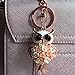 Bolbove Flower Owl Keychain Sparkling Keyring Blingbling Crystal Rhinestones Purse Pendant Handbag Charm (Pink)
