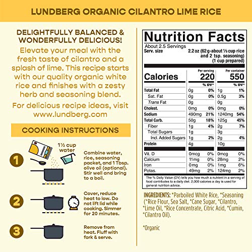 Lundberg Organic Cilantro Lime Rice Pilaf, 5.5 oz (Pack of 6), Gluten